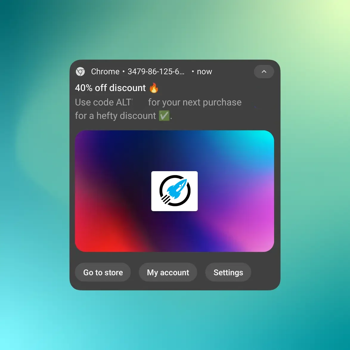 Screenshot of the app sending web push notifications